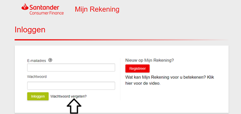 Print screen Wachtwoord vergeten Mijn Rekening